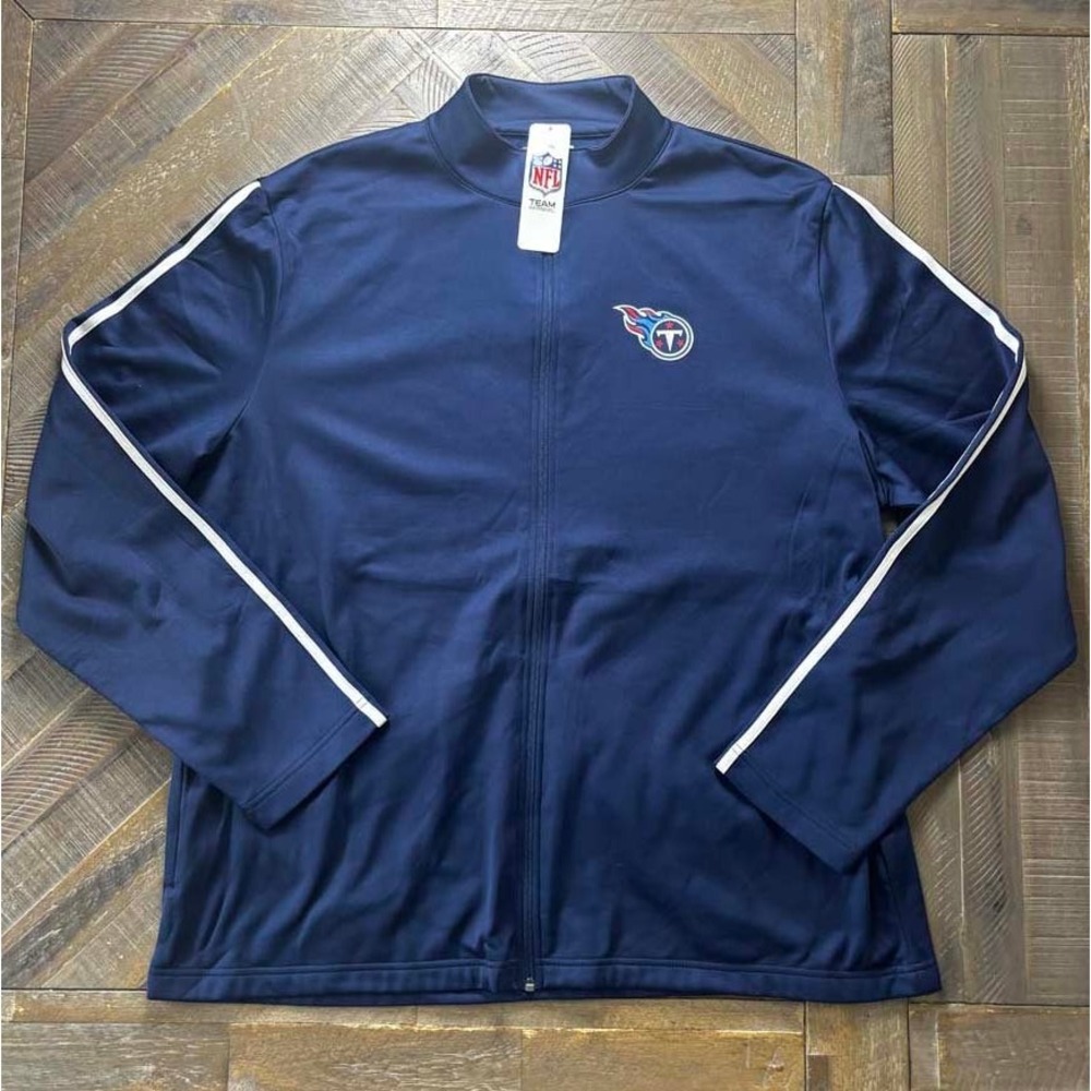 NFL Team Apparel Tennessee Titans Mens 2XL Navy Blue Full Zip Track Jacket NWT